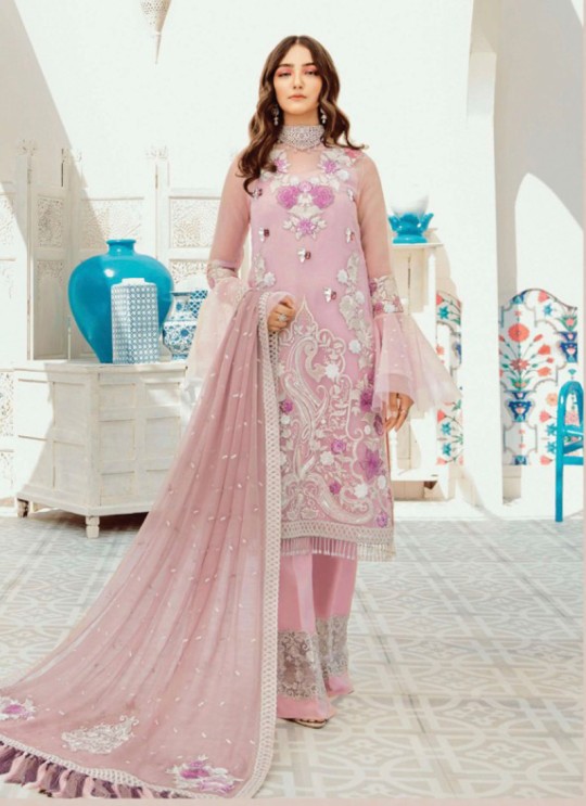 Pink Net Designer Pakistani Suit Imrozia By Kilruba 34005