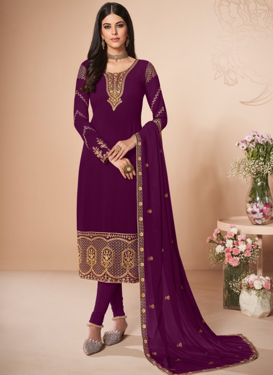 Purple Georgette Embroidered Churidar Suit Cross Stitch 7057 By Aashirwad SC/016669 Purple Georgette Embroidered Churidar Suit Cross Stitch 7057 By Aashirwad SC/016669