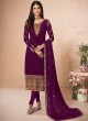 Purple Georgette Embroidered Churidar Suit Cross Stitch 7057 By Aashirwad  SC/016669