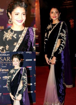 Anushka Sharma Custom Made Silk & velvet Bollywood Style Saree 101