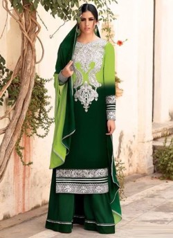 Green Velvet Pakistani Suit 7307 By Jinaam Dresses SC/000090