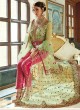 Green Net Wedding Skirt Kameez Floral 7398 By Jinaam Dresses SC/005187