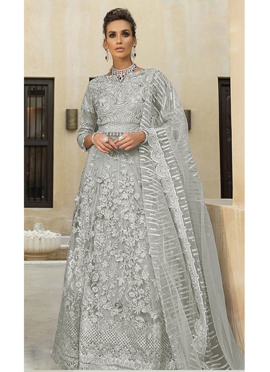 Grey Net Embroiderd Designer Pakistnai Suit 101 Colours 101B By Kilruba SC/018775