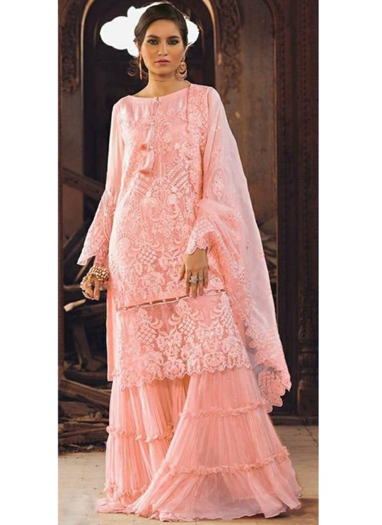 Pink Organza Embroiderd Designer Pakistnai Suit 115 Colours 115 By Kilruba SC/018884