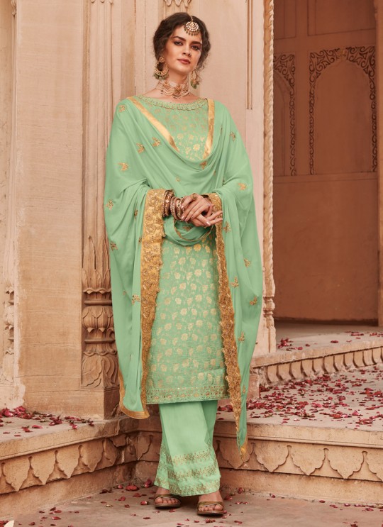 Green Banarsi Silk Wedding Wear Palazzo Suit Maisha 8305 SC/016880