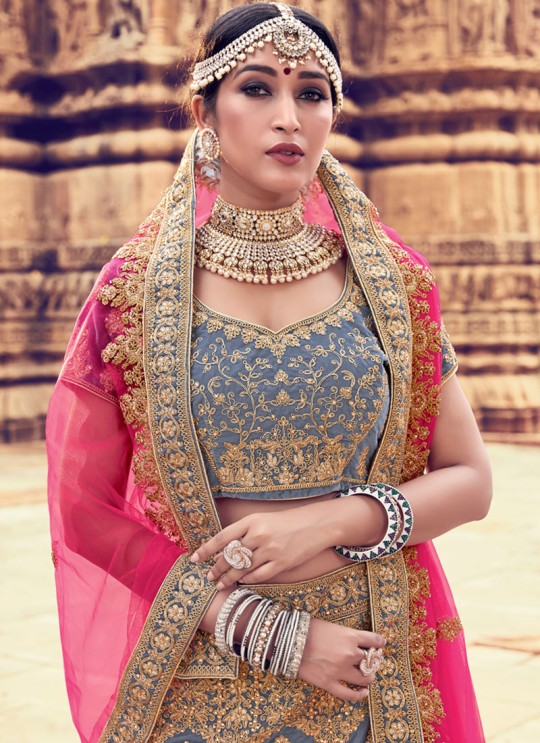 Grey Velvet A Line Bridal Lehenga Choli Zikkara Vol 9 10009 By Zikkra Grey Velvet A Line Bridal Lehenga Choli Zikkara Vol 9 10009 By Zikkra
