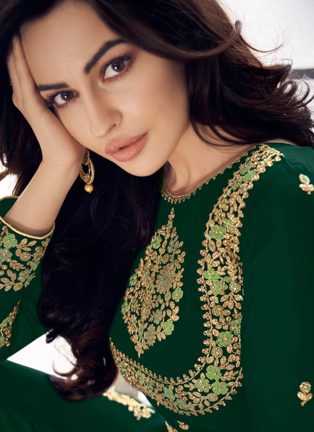 Wholesale Classic Party Wear Pakistani Suit In Dark Green Color Anaya ...