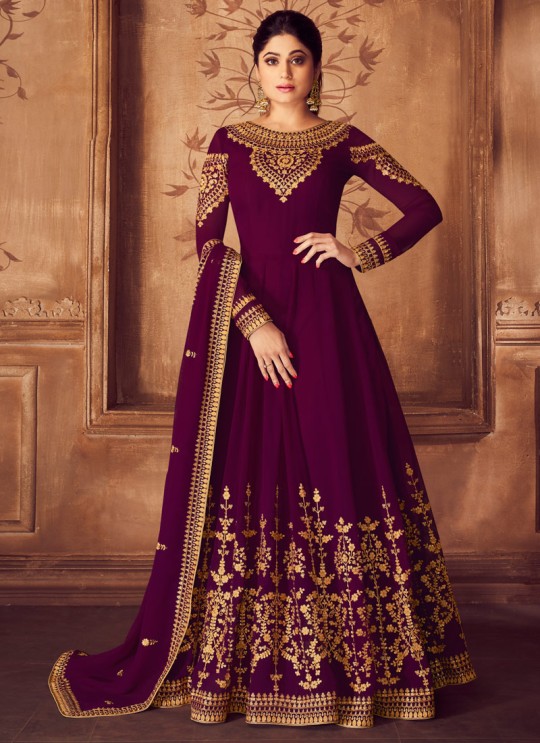 Magenta Georgette Ceremony Floor Length Anarkali Anarkali 8226 By Aashirwad Creation SC/016035