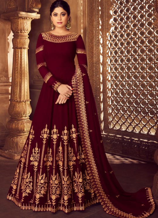 Maroon Georgette Ceremony Floor Length Anarkali Anarkali 8228 By Aashirwad Creation SC/016037