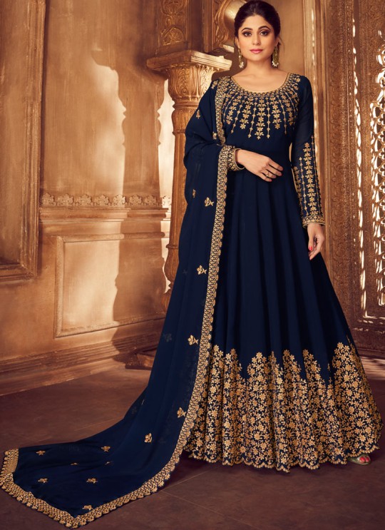 Blue Georgette Ceremony Floor Length Anarkali Anarkali 8229 By Aashirwad Creation SC/016038