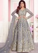 Grey Net Wedding Floor Length Anarkali Sufian 8266 By Aashirwad Creation SC/015985