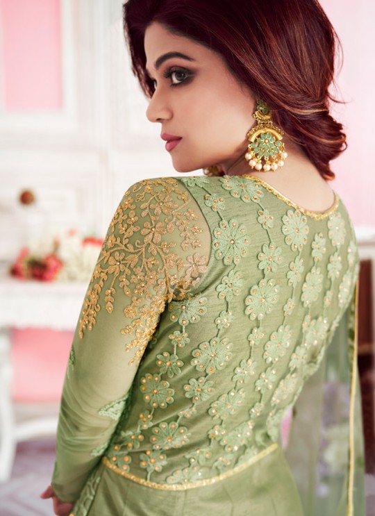 Green Net Wedding Floor Length Anarkali Sufian 8267 By Aashirwad Creation SC/015986