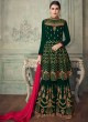Magnificent Green Embroidered Party Wear Sharara Suit For Bridesmaids Simona Sarara 8271 By Aashirwad Creation SC/015865