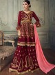 Spacious Maroon Georgette Sharara Suit For Bridesmaids Simona Sarara 8272 By Aashirwad Creation SC/015866