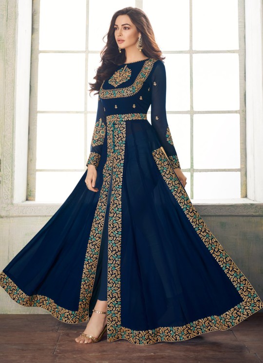 Royal Blue Georgette Embroidered Eid Wear Pakistani Suits Anaya 8206 By Aashirwad Creation SC/015179