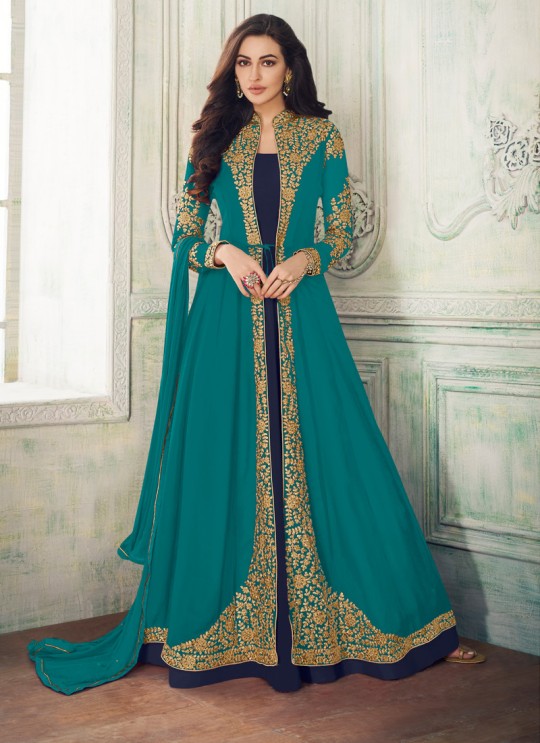 Blue Georgette Abaya Style Suit Anaya 8203A By Aashirwad SC/017230