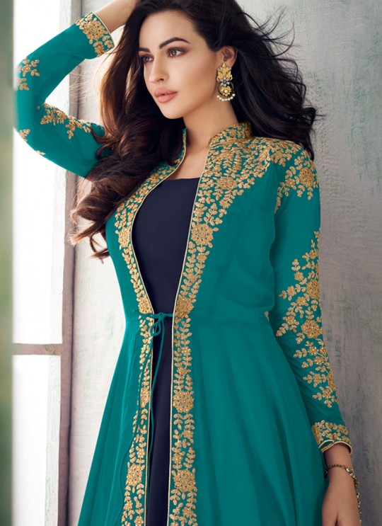 Blue Georgette Abaya Style Suit Anaya 8203A By Aashirwad SC/017230 Blue Georgette Abaya Style Suit Anaya 8203A By Aashirwad SC/017230