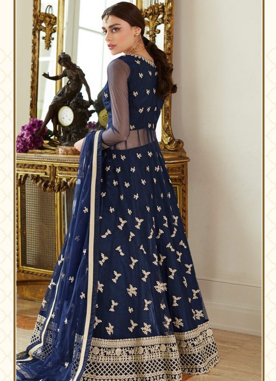 Blue Net Wedding Ghagra Suit Celebration 7036 By Aashirwad Creation SC/016552