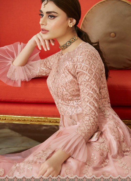 Pink Net Wedding Ghagra Suit Celebration 7037 By Aashirwad Creation SC/016553