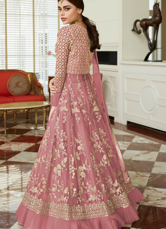 Net Wedding Floor Length Anarkali In Fawn Color Celebration Gold 7037C SC/017091 Net Wedding Floor Length Anarkali In Fawn Color Celebration Gold 7037C SC/017091