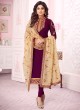 Magenta Georgette Churidar Suit With Heavy Dupatta Classic 8279 By Aashirwad
