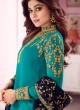 Teal Blue Georgette Churidar Suit With Heavy Dupatta Classic 8280 By Aashirwad