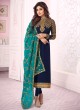 Royal Blue Georgette Churidar Suit With Heavy Dupatta Classic 8284 By Aashirwad