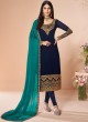 Blue Georgette Embroidered Churidar Suit Cross Stitch 7056 By Aashirwad  SC/016668