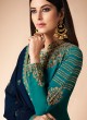 Teal Blue Georgette Embroidered Churidar Suit Cross Stitch 7059 By Aashirwad  SC/016671