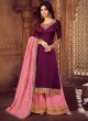 Pure Georgette Embroidered Palazzo Suits For Ring Ceremony In Purple Color Falak 8210 By Aashirwad Creation SC/015425