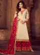 Pure Georgette Embroidered Palazzo Suits For Ring Ceremony In Cream Color Falak 8213 By Aashirwad Creation SC/015428