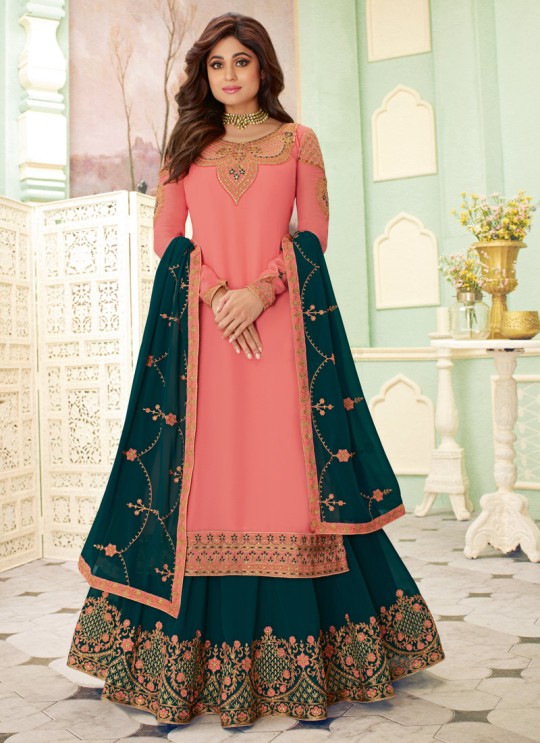 Peach Wedding Wear Embroidered Lehenga Dress Fizza 7118 By Aashirwad SC-017683