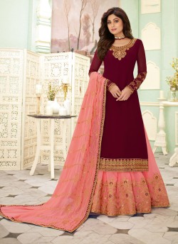 Purple Wedding Wear Embroidered Lehenga Dress Fizza 7114 By Aashirwad SC-017679