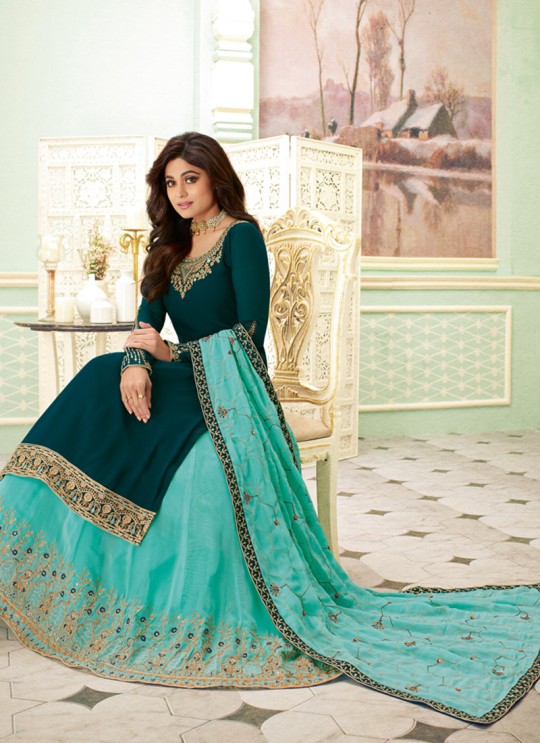 Teal Blue Wedding Wear Embroidered Lehenga Dress Fizza 7115 By Aashirwad SC-017680