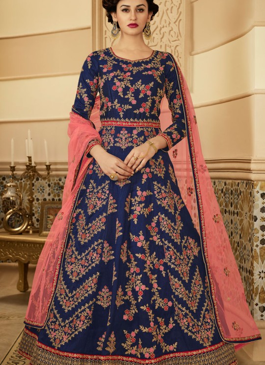 Blue Silk Bridal Floor Length Anarkali Glory 202 By Aashirwad Creation SC/013076