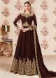 Brown Georgette Embroidered Eid Wear Floor Length Anarkali Gold 8106C Color By Aashirwad Creation SC/014276