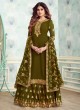 Green Georgette Embroidered Skirt Kameez For Mehandi Ceremony Gota Pati 8234 By Aashirwad Creation SC/015315