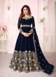 Nevy Blue Georgette Embroidered Floor Length Anarkali For Ring Ceremony Gulab 8242 Colours 8242A By Aashirwad Creation SC/015288