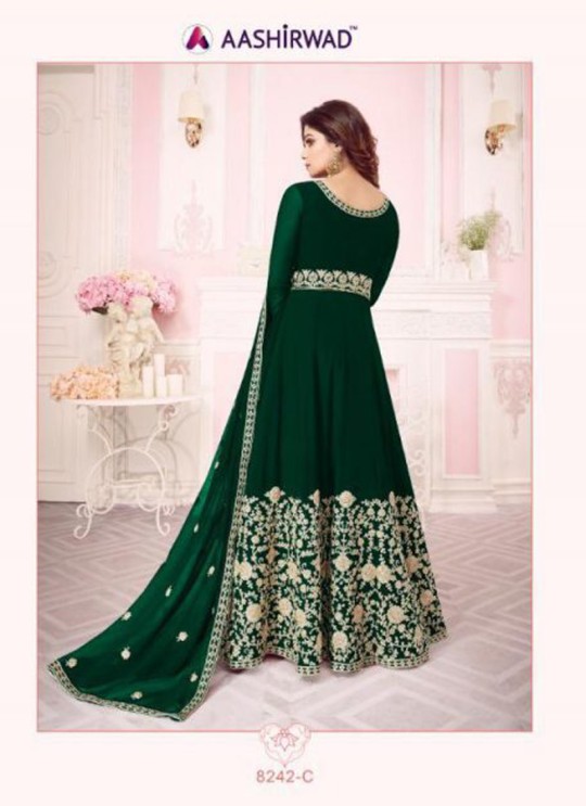 Green Georgette Embroidered Floor Length Anarkali For Ring Ceremony Gulab 8242 Colours 8242C By Aashirwad Creation SC/015290