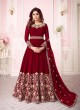 Red Georgette Embroidered Floor Length Anarkali For Ring Ceremony Gulab 8242 Colours 8242E By Aashirwad Creation SC/015292