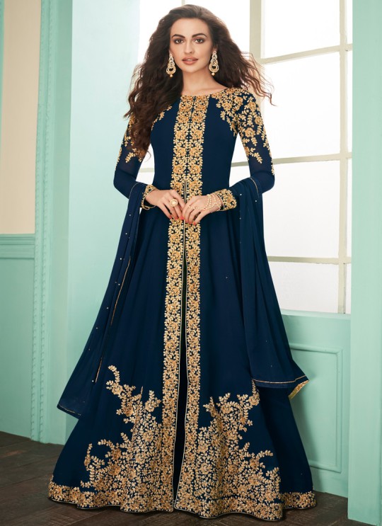 Faux Georgette Party Abaya Style Suit In Blue Color Gulkand Almirah 7071 SC/017135