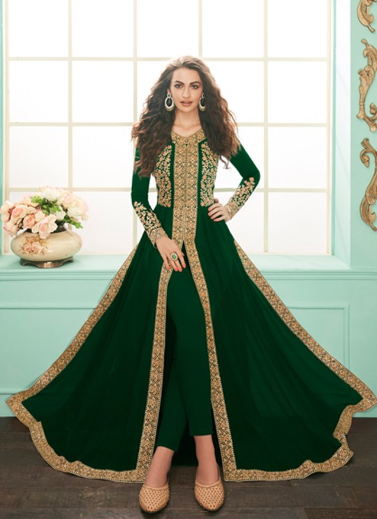 Faux Georgette Party Abaya Style Suit In Green Color Gulkand Almirah 7073 SC/017137