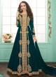 Faux Georgette Party Abaya Style Suit In Teal Blue Color Gulkand Almirah 7075 SC/017139