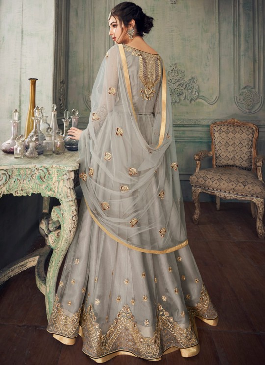 Grey Net Embroidered Ceremony Floor Length Anarkali Jannat 8218 By Aashirwad Creation SC/015094