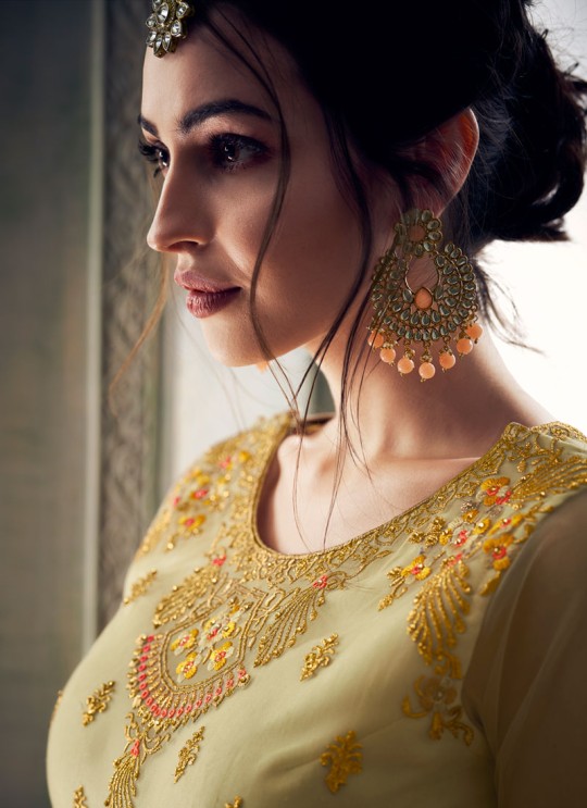 Cream Net Embroidered Ceremony Floor Length Anarkali Jannat 8220 By Aashirwad Creation SC/015096 Cream Net Embroidered Ceremony Floor Length Anarkali Jannat 8220 By Aashirwad Creation SC/015096