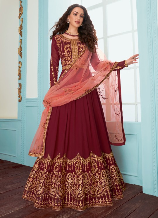 Maroon Georgette Abaya Style Suits Karishma  By Aashirwad Creation 7076