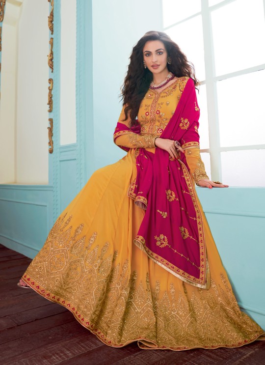 Yellow Georgette Abaya Style Suits Karishma By Aashirwad Creation 7078 Yellow Georgette Abaya Style Suits Karishma By Aashirwad Creation 7078
