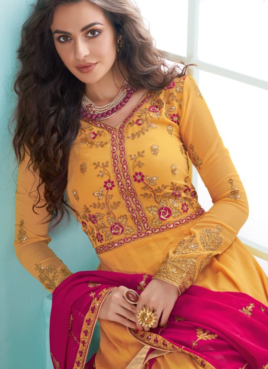 Yellow Georgette Abaya Style Suits Karishma  By Aashirwad Creation 7078