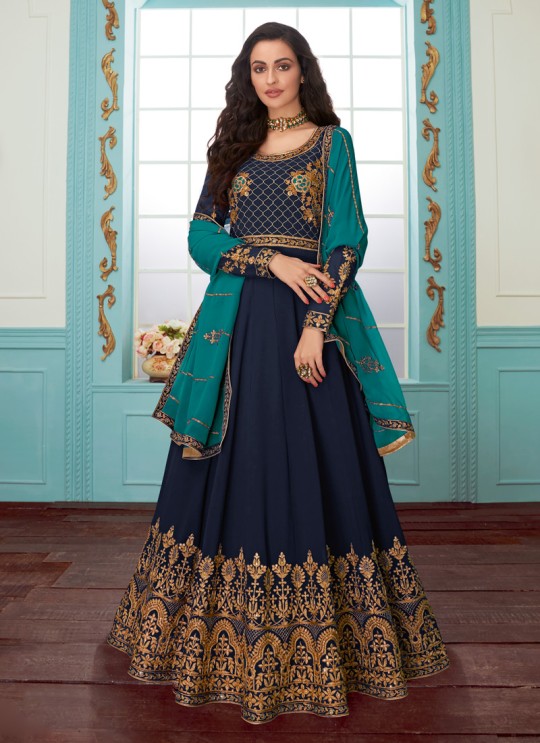 Blue Georgette Abaya Style Suits Karishma  By Aashirwad Creation 7079
