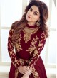 Trendy Pure Georgette Designer Anarkali Style Suit In Maroon Color Kasa Gold 8214C Color By Aashirwad SC/015647